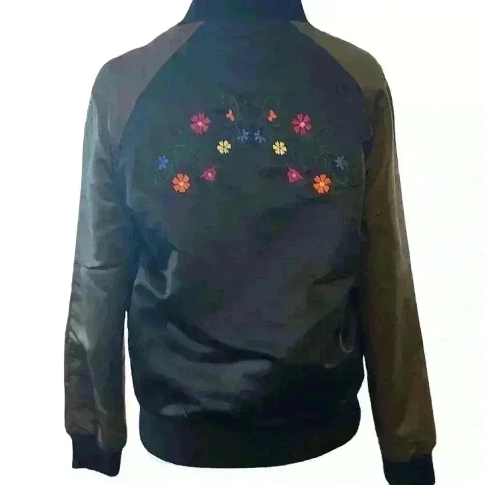 LOVE DESTROYED Embroidered Bomber Jacket Size Medium​ - Picture 2 of 7